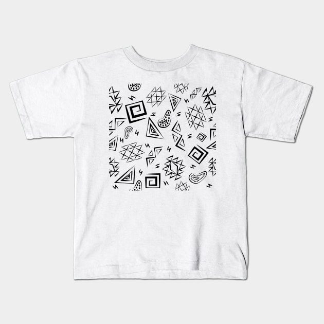 Aztec Vintage Symbols Outlines Kids T-Shirt by JDP Designs